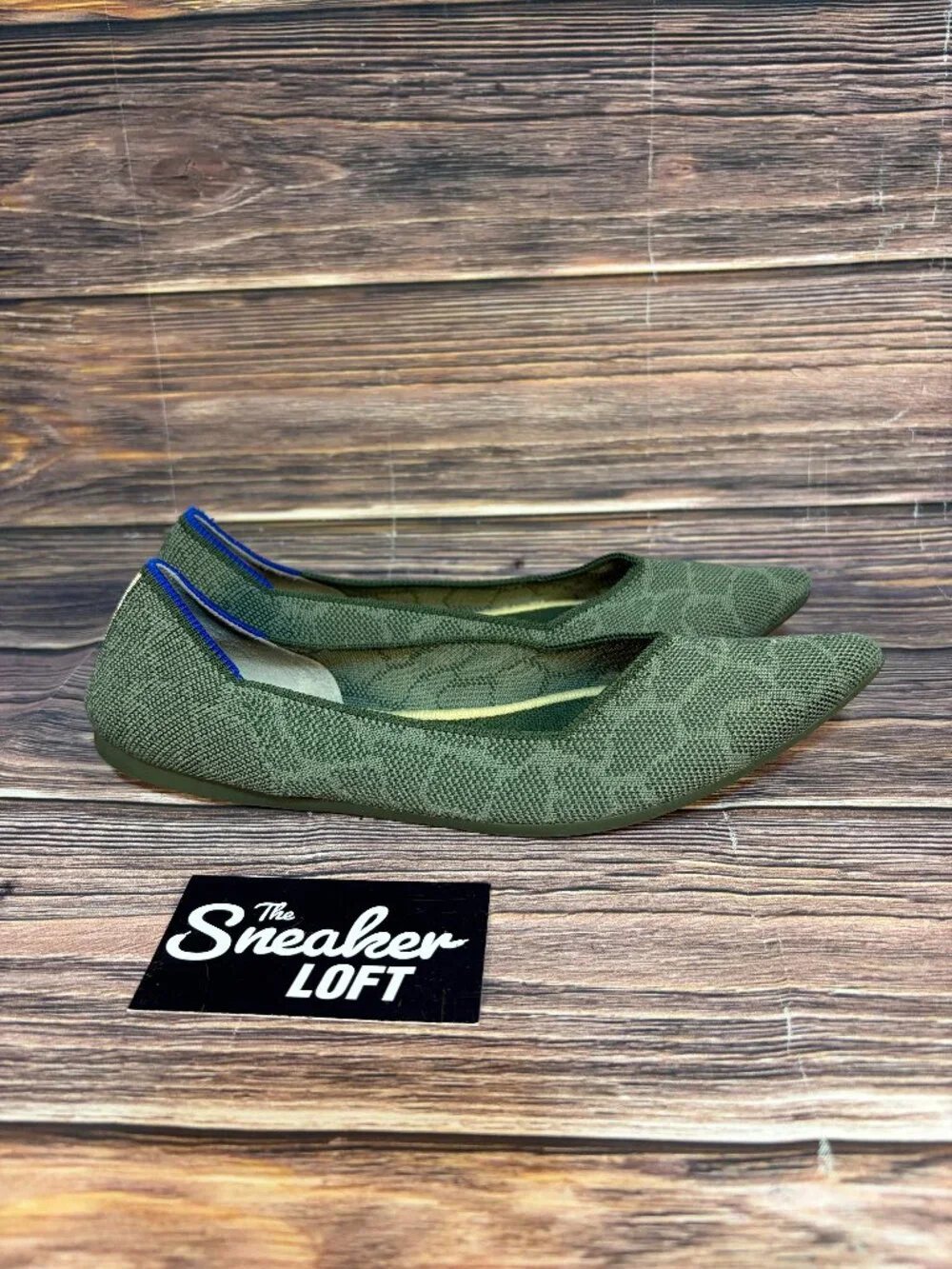 Rothy's The Point Flats Women's Green Safari Knit‎ Slip On Shoes Size 9